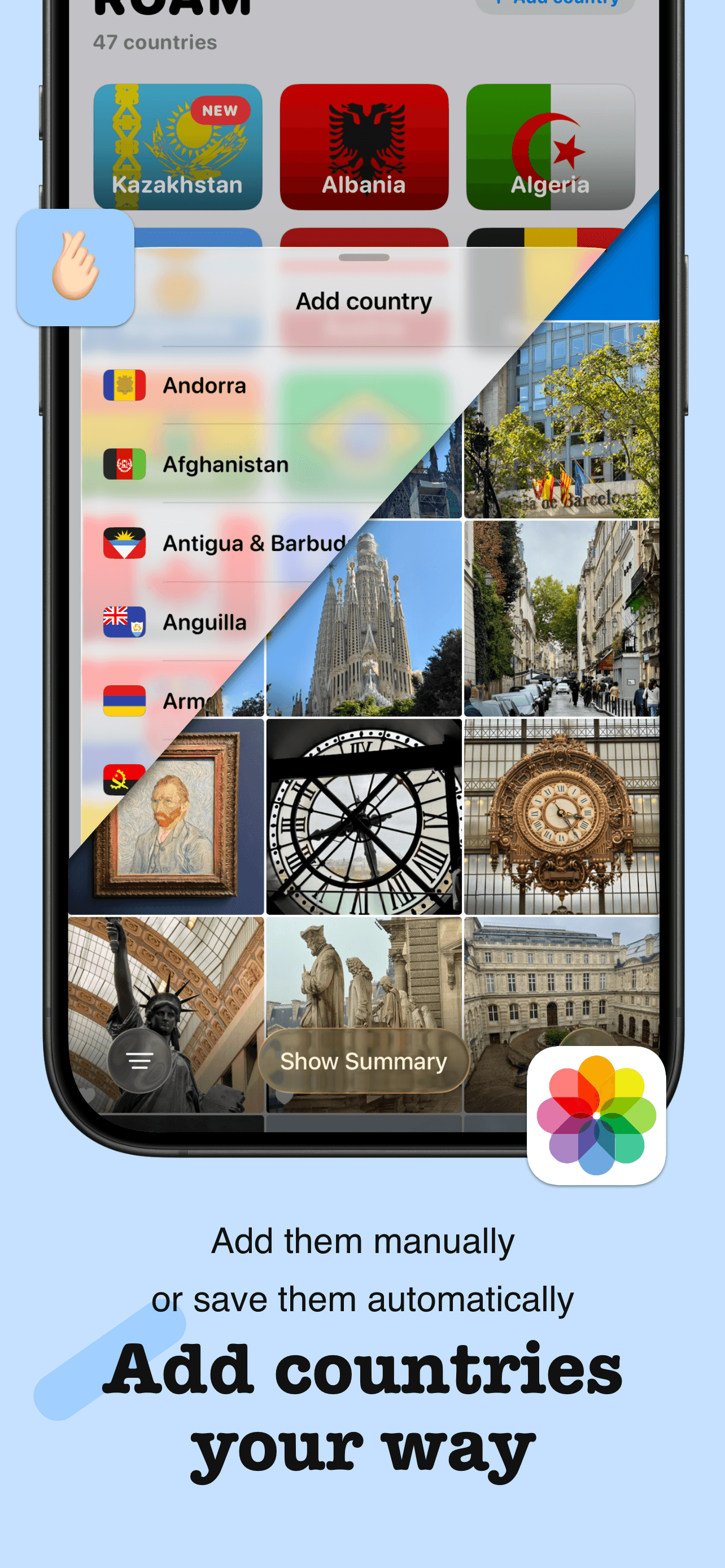 Roam add country flow