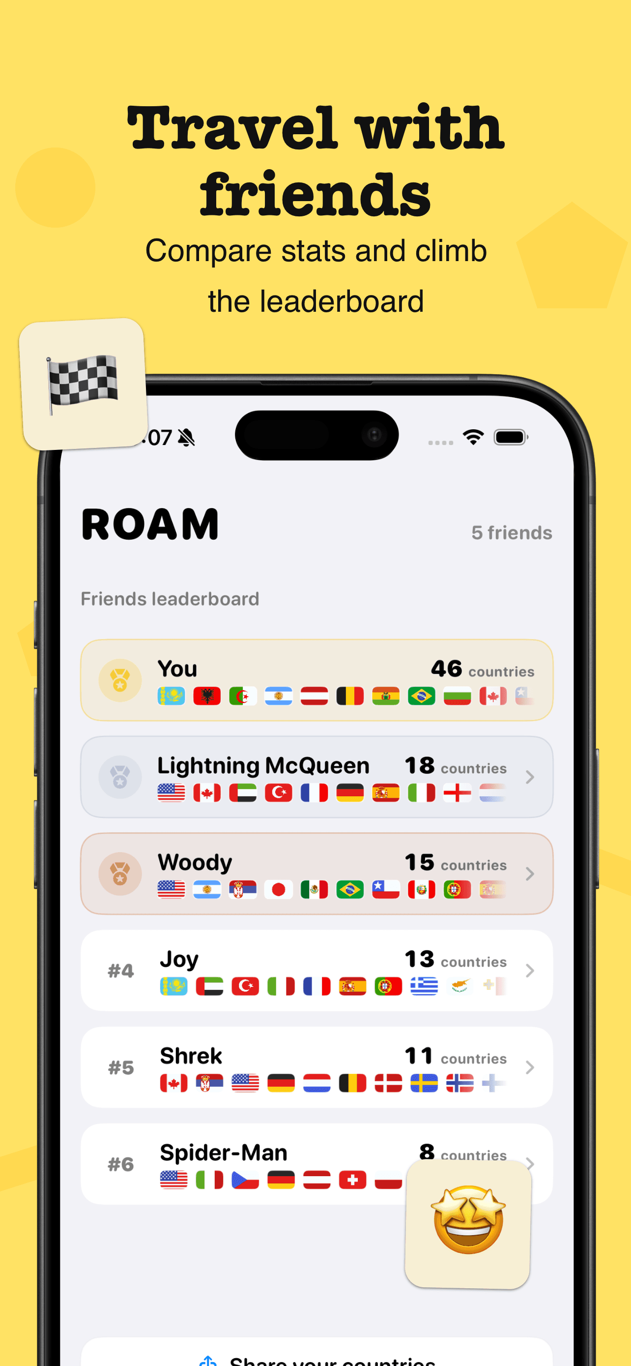 Roam friends leaderboard